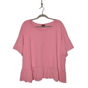 TORRID $46 French Terry Crew‎ Neck Raw Edge Ruffle Sweatshirt Tee Mauve 1 / 1X